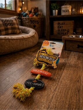 Howdy Wild West Rope Dog Toy - Yellow/Orange/Black